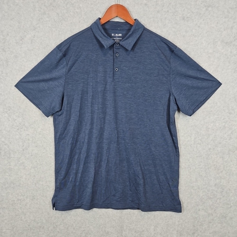 Algo Polo Shirt Mens XL Blue Performance Quick Dry Moisture Wicking UV SPF 40